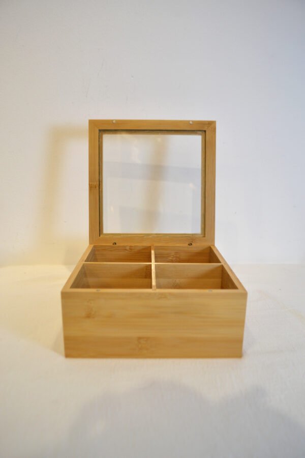 Caja de Té 4 Divisiones Bamboo